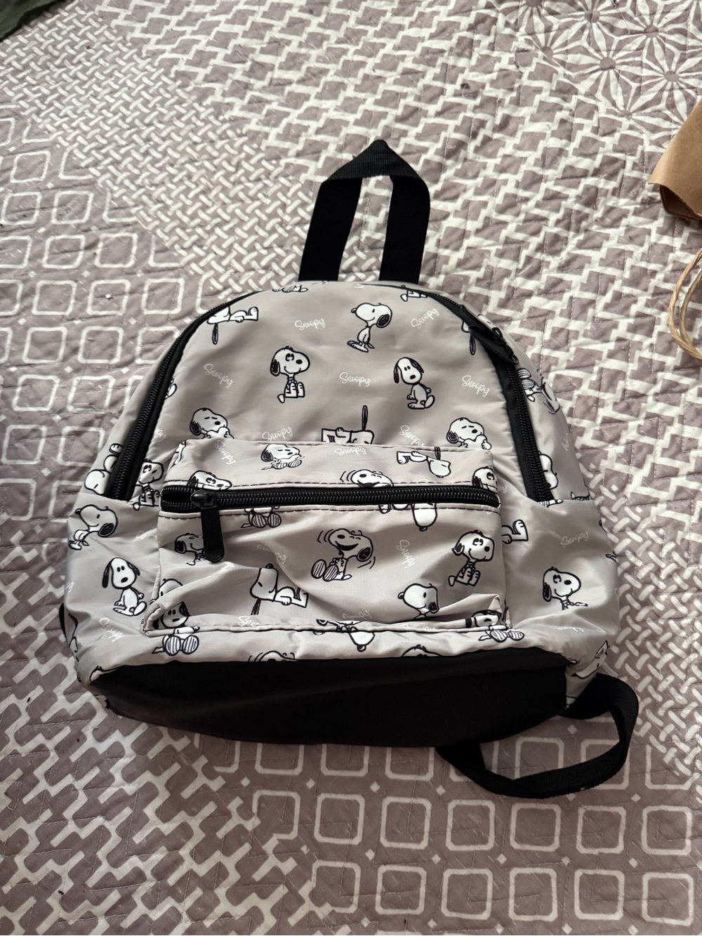 Snoopy Print Grey Mini Backpack